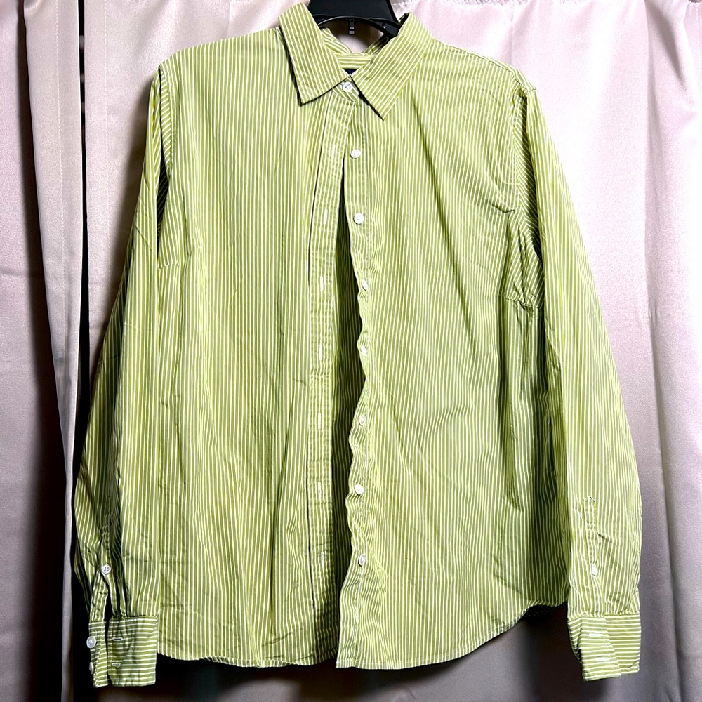 Button down shirt heavy material  2 buttons on sleeve  size 14 made by Lands End